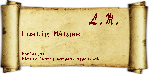 Lustig Mátyás névjegykártya